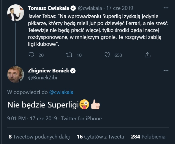 TWEET Zbigniewa Bońka sprzed 2 lat o Superlidze! :D